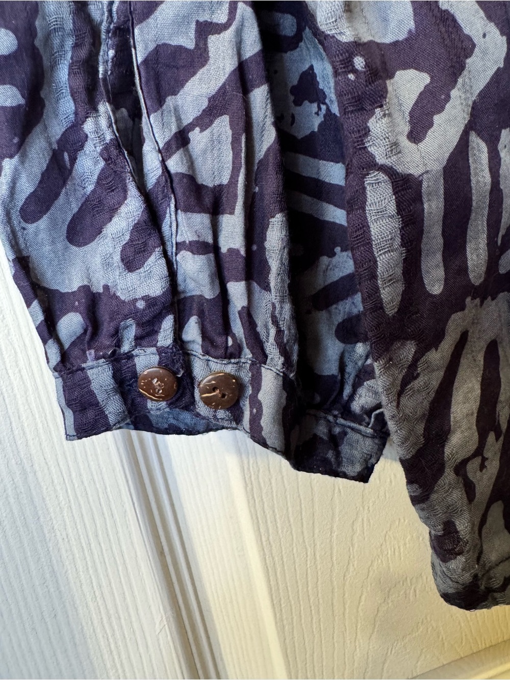 Women's Printed Navy Blue Peasant Tunic Top - Picture 5 of 6